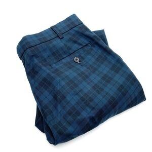 Topman Pants Mens 34x30 - Blue Green Plaid Stretch Golf Casual Tartan